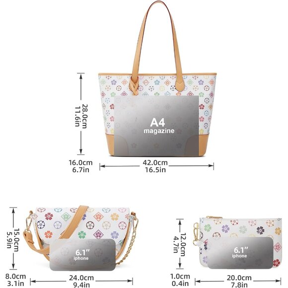 Elegant 3pcs PU Leather Tote and Hobo Bag Set for Modern Women - Tricolor - Picture 5 of 6